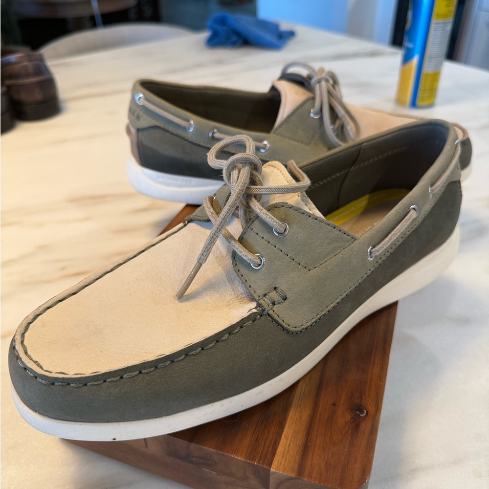 Cole Haan Green and Tan Boat Shoes